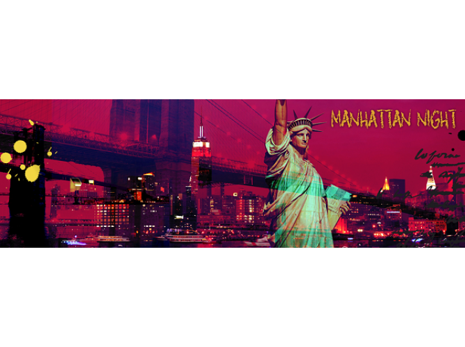 Manhattan Night, Crimson sky  the artwork factory