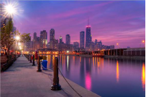 City Dreams - Chicago Skyline as Night Falls