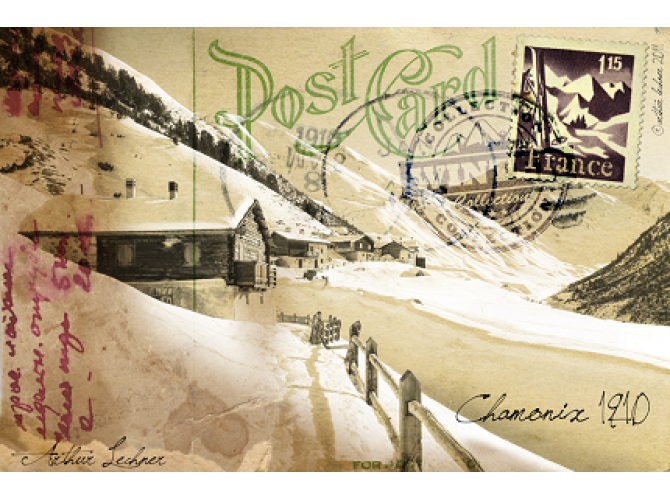 Vintage Winter Post Card the artwork factory